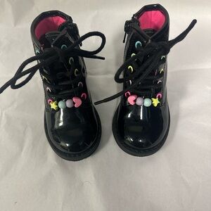 Toddler Girls Beaded Lace Up Booties - Black